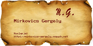 Mirkovics Gergely névjegykártya